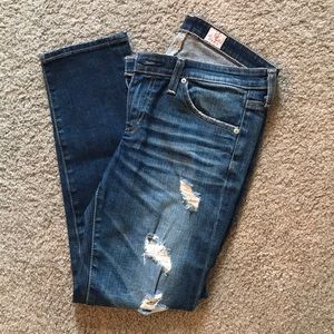 AG Stilt Cigarette Crop Destroyed Jeans